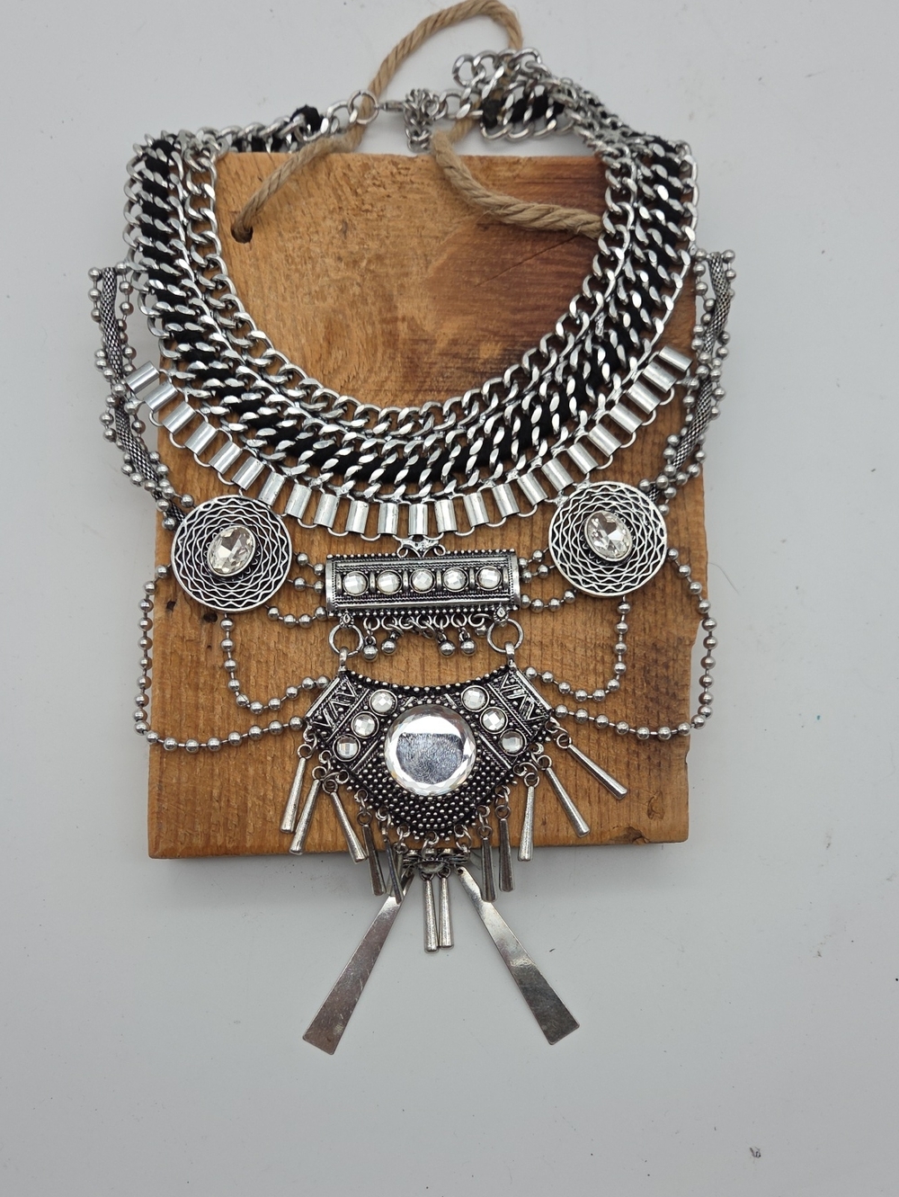 Aldo Ethnic Boho Silver Statement Necklace